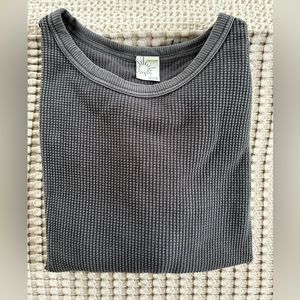 XXL Aerie Gray Waffle Knit Long Sleeve